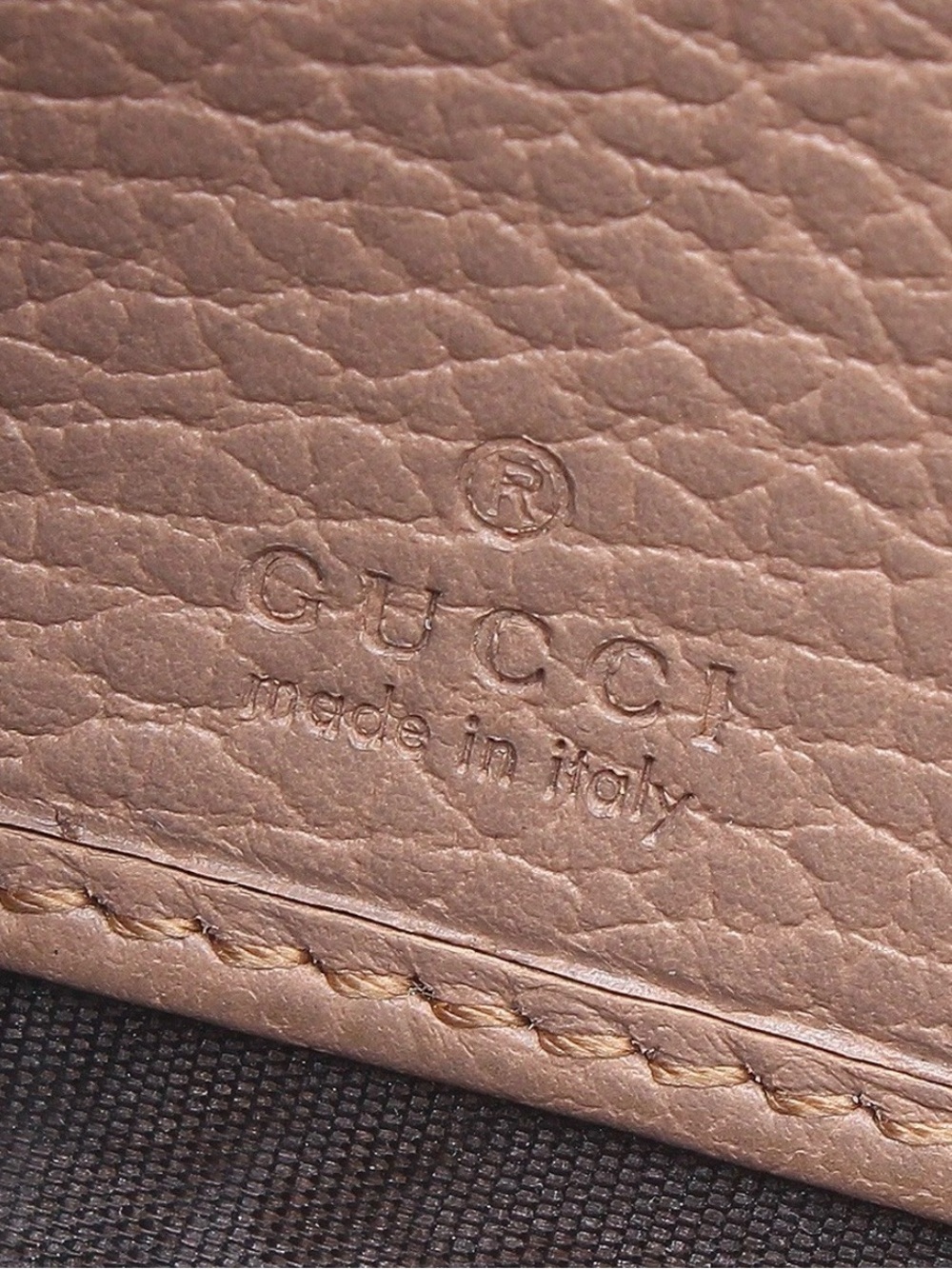 Gucci Taupe Pebbled Leather Zip Wallet with Gold GG - Picture 11 of 12